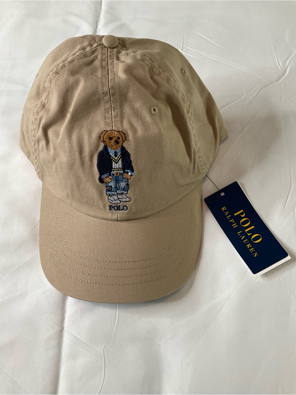 Polo by Ralph Lauren Khaki Baseball Cap with Polo Bear Embroidery